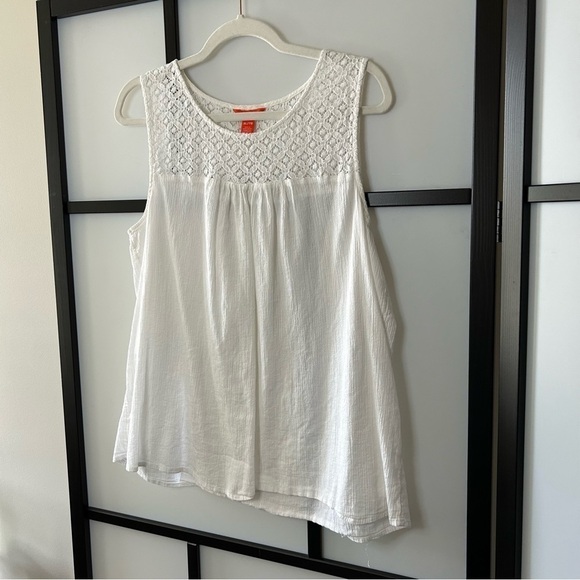 [XL] Joe Fresh White Boho Flowy Sleeveless Tank Crochet Detail - Picture 3 of 7